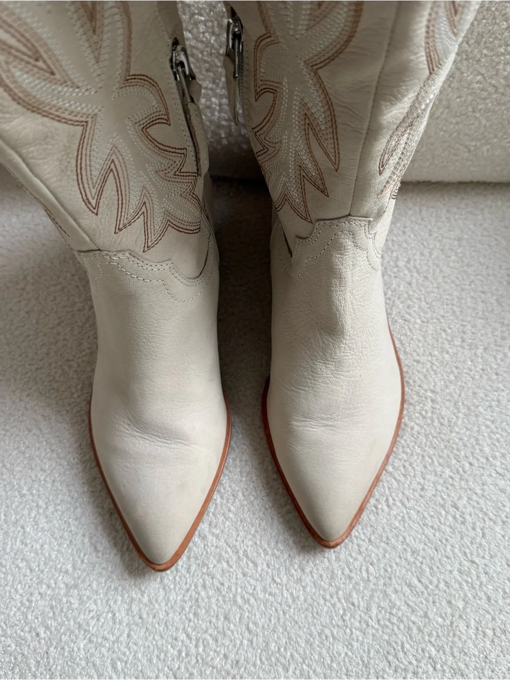Dolce Vita - Shiren Cream Leather Western Cowgirl Boots
